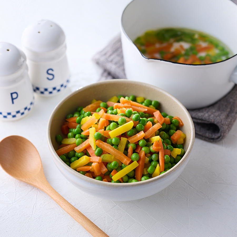 ピカール公式】BIO グリンピースと2種類のニンジンミックス 冷凍 600g