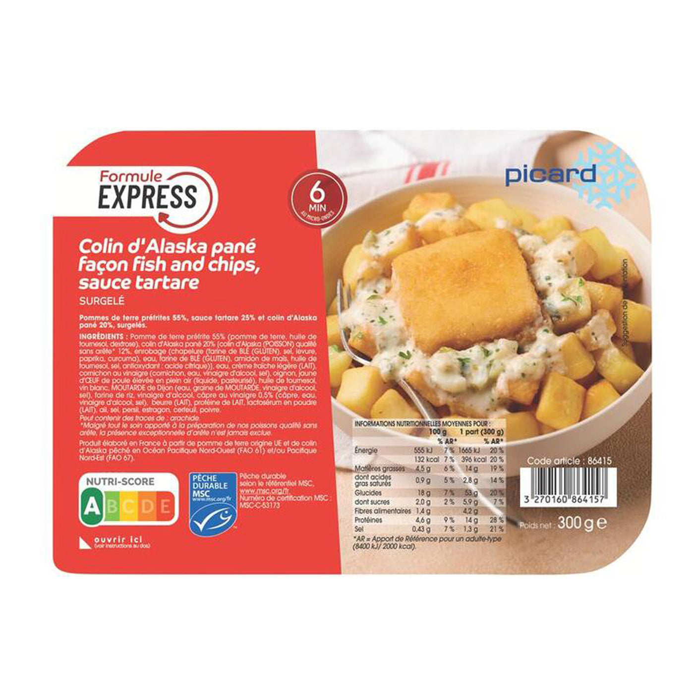 ピカール公式】フィッシュ＆チップス タルタルソース添え 冷凍 300g