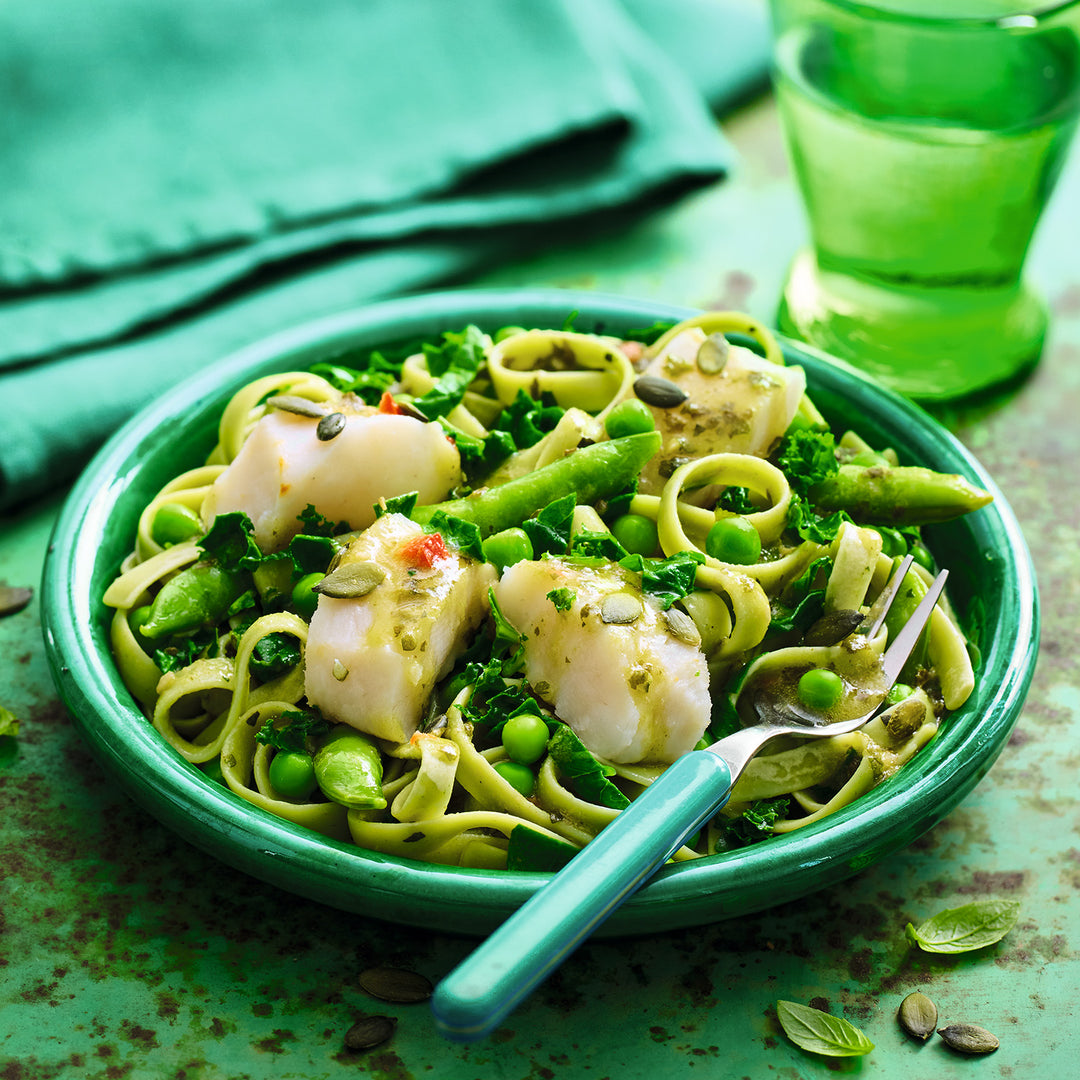 ピカール公式】白身魚と緑の野菜のフェットチーネ （チミチュリソース