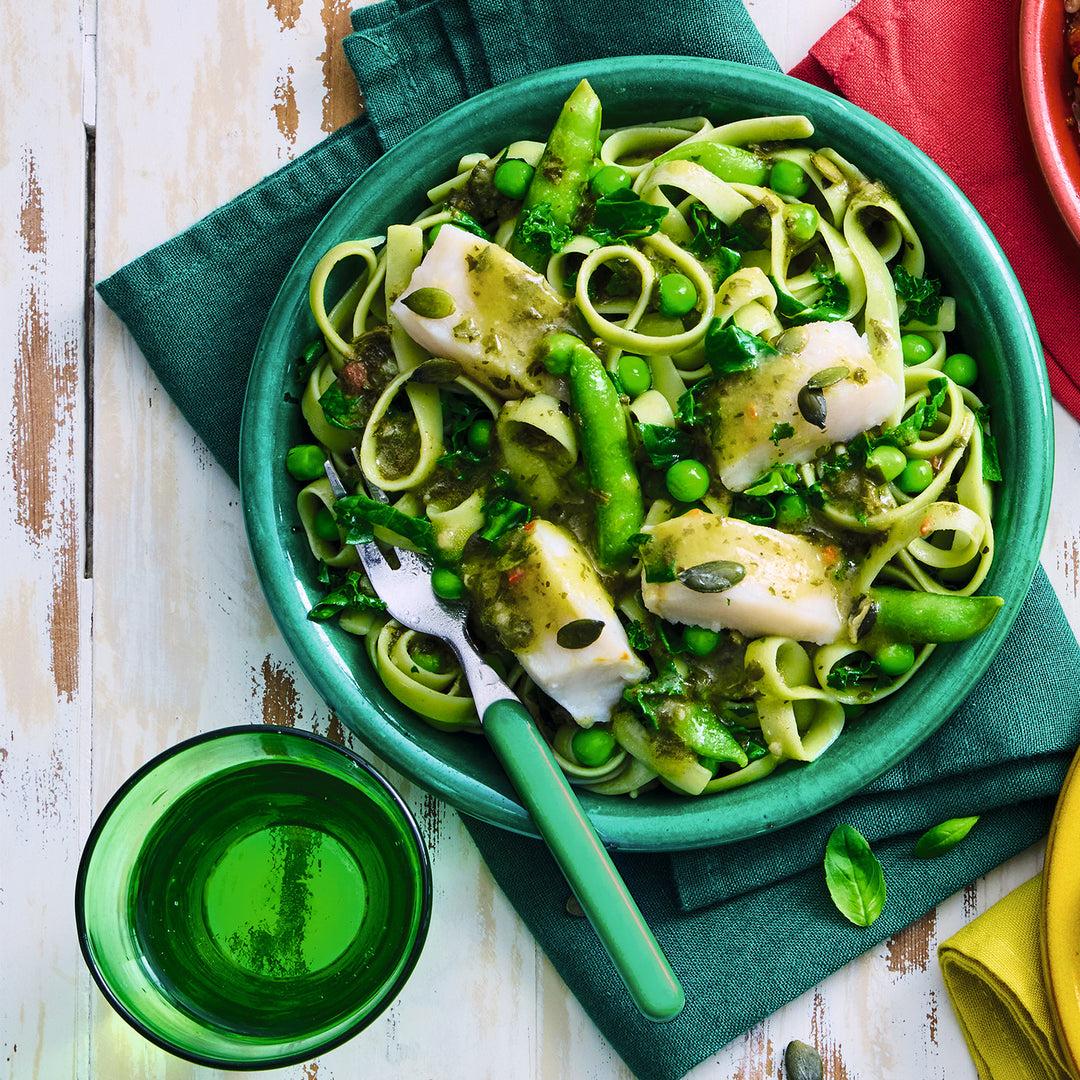 ピカール公式】白身魚と緑の野菜のフェットチーネ （チミチュリソース