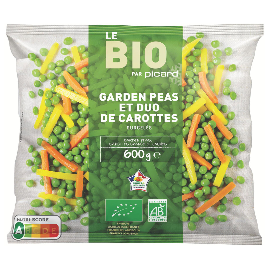 ピカール公式】BIO グリンピースと2種類のニンジンミックス 冷凍 600g