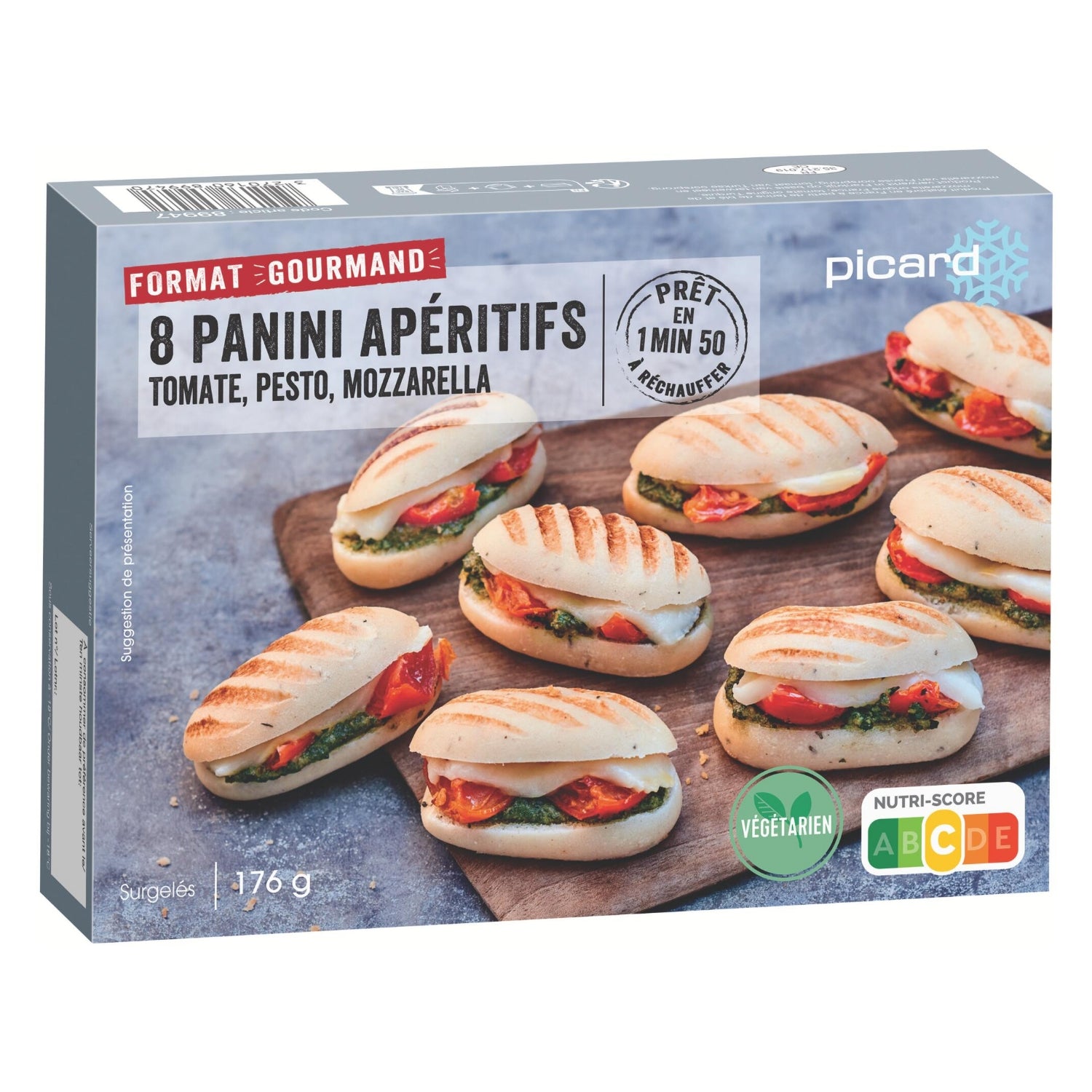 【ピカール公式】トマトとモッツァレラチーズのミニパニーニ バジルソース 冷凍 8個入 8 paninis apéritifs, pesto ...